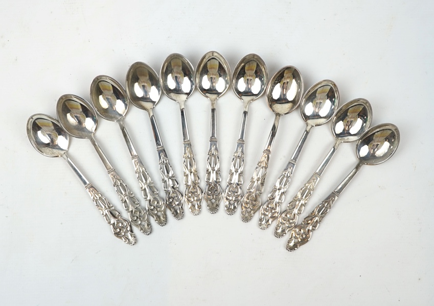 Kaffeskedar, 11 st, silver 830.