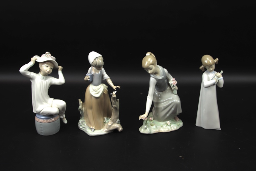 Figuriner, 4 st, porslin, bl.a NAO, Spanien.