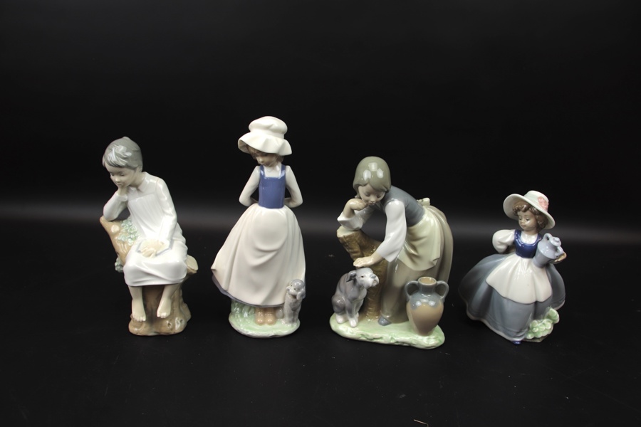 Figuriner, 4 st, porslin, bl.a NAO, Spanien.