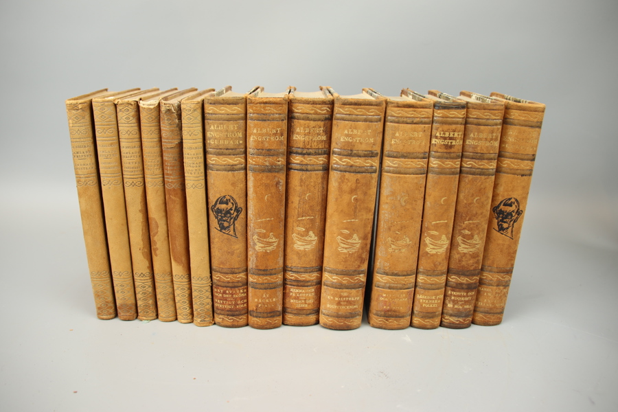 Böcker, 6+8 st, Carl Michael Bellman och Albert Engström. Världslitteraturens förlag och Albert Bonniers Förlag, 1940-tal.