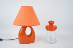 Bordslampa, Lyktan, keramik, samt burk med lock, glas, 1900-talets andra hälft.