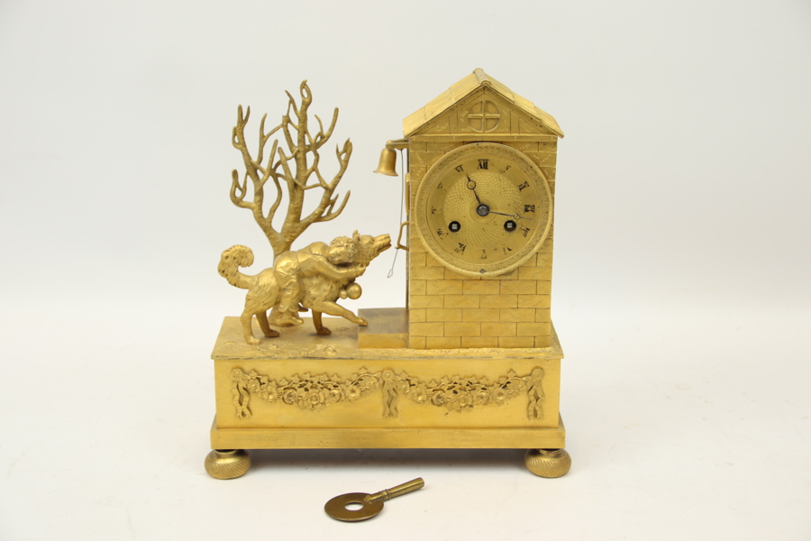 Bordsur, "Barry Sankt Bernhard", förgylld brons, 1800/1900-tal.