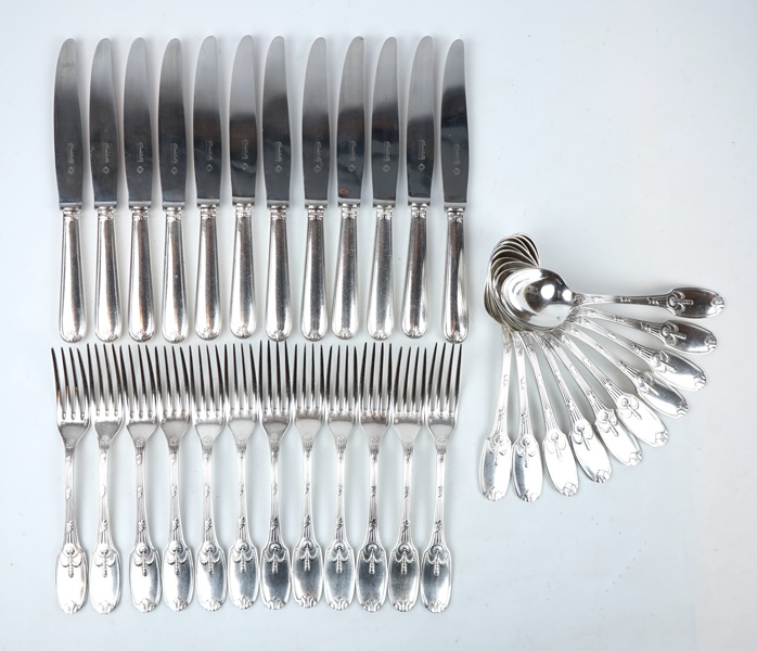 Bestickservis, 34 delar, nysilver, Christofle, Frankrike, 1900-talets första del.