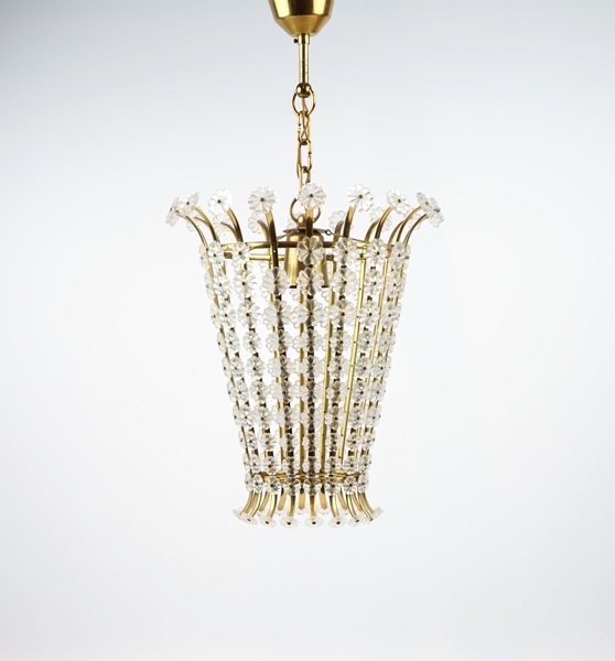 Taklampa, plexiglas/mässing, 1950-tal.