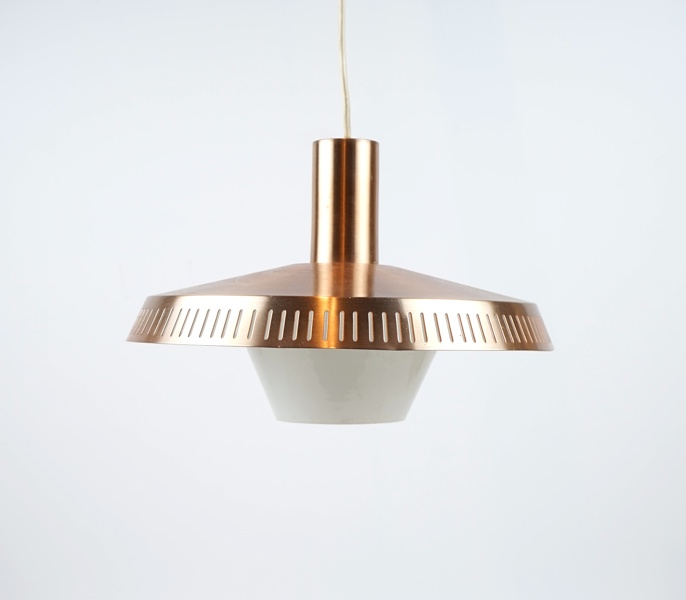 Taklampa, koppar/glas.