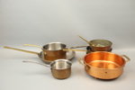 Kopparkastruller m.m, 7 delar.