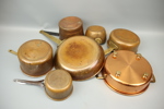 Kopparkastruller m.m, 7 delar.