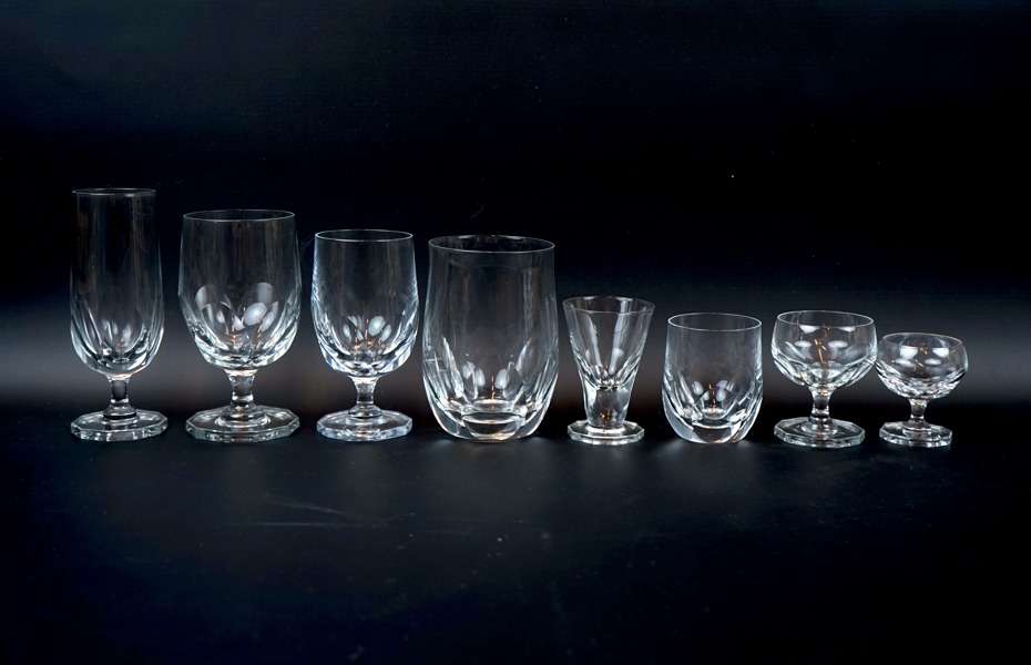 Gerda Strömberg, glasservis, 66 delar, slipat glas, Strömbergshyttan.