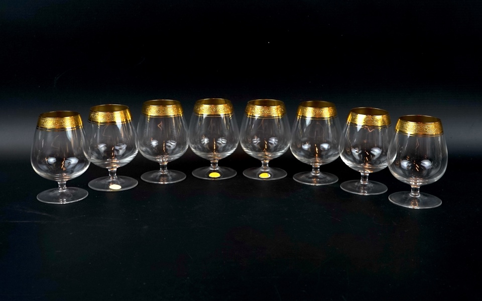 Konjakskupor, 8 delar, glas, Theresienthal.