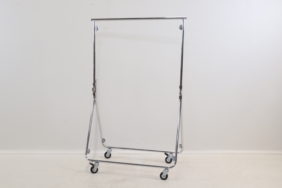 Klädställ på hjul, hopfällbart, metall.