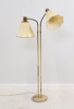 Golvlampa, 2 ljuskällor, justerbara skärmar,  metall/textil.