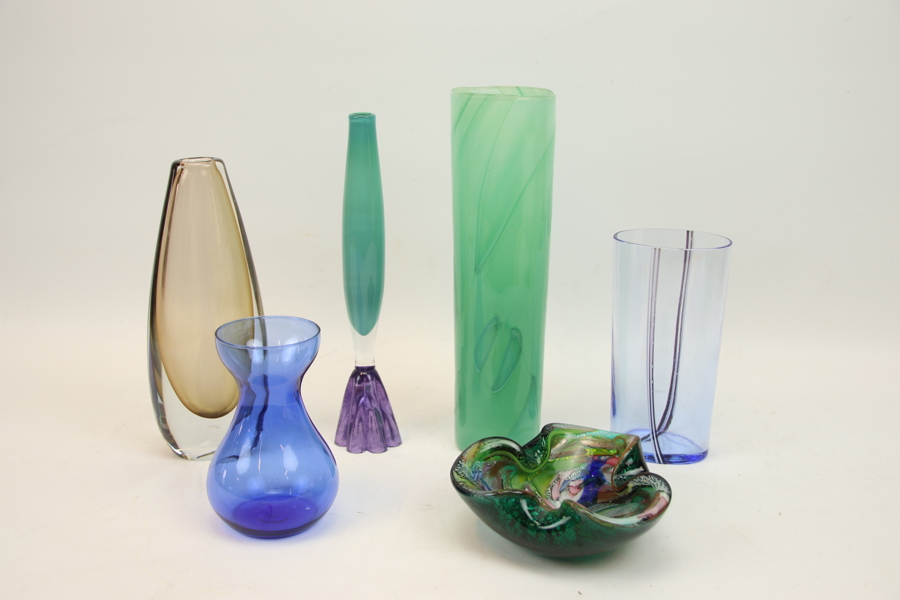 Vaser och skål, 6 delar, glas.