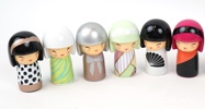 Kokeshi dockor, 18 st, Skincity.