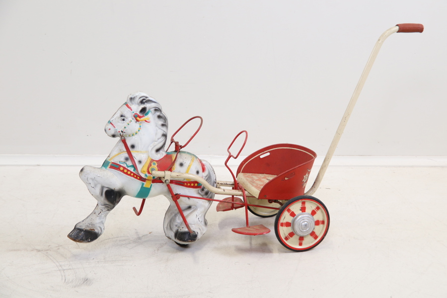 Tramphäst med handtag, metall, "Pony Express", Mobo Toys, England.