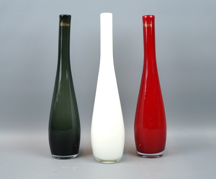 Vaser, 3 st, glas, Wikholm.