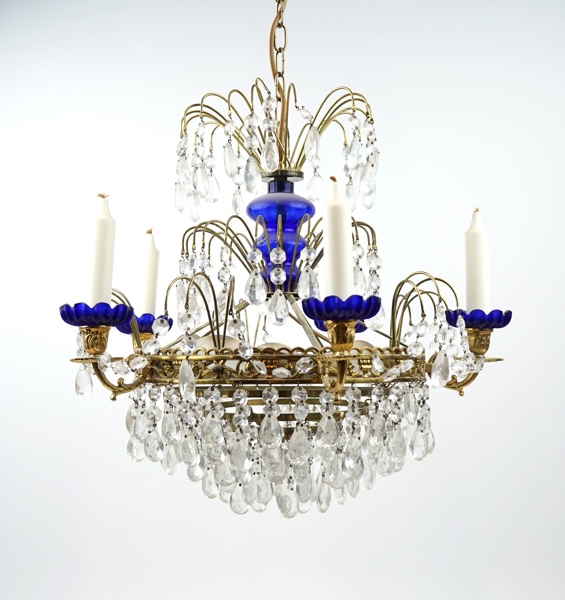 Takkrona, 10 ljuspunkter, glas/mässing.