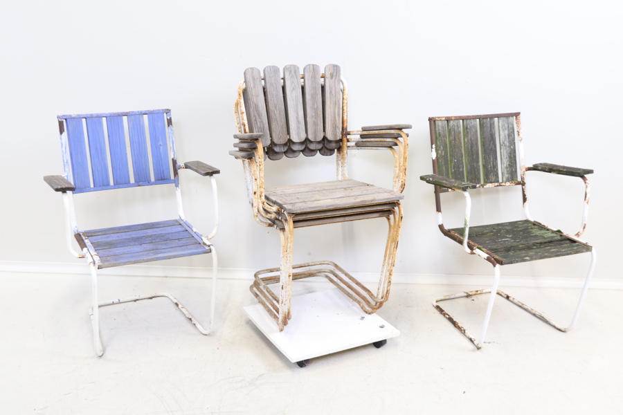 Trädgårdsstolar, 5 st, metall/trä.