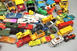 Leksaksbilar m.m, ett parti, metall/plast/trä, bl.a Corgi och Dinky Toys.