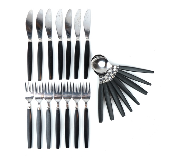 Bestickservis, 22 delar, bakelit/rostfritt stål.