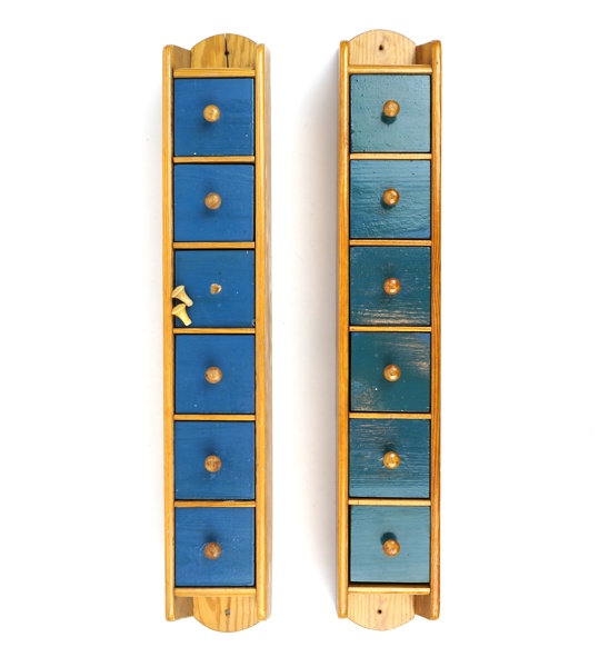 Hyllor med lådor, ett par, trä, AB Olle Svensk Konsthantverk