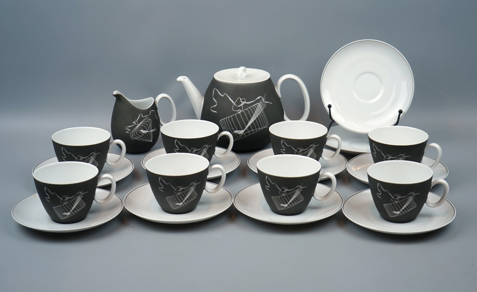 Johann Haviland, teservis, 12 delar, porslin, ''Papageno'', Bavaria.