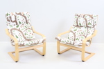 Fåtöljer, ett par, björk/textil, "Poäng", IKEA.