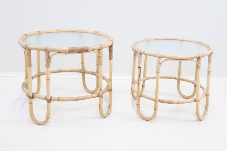 Bord, 2 st, bambu/rotting/glas.