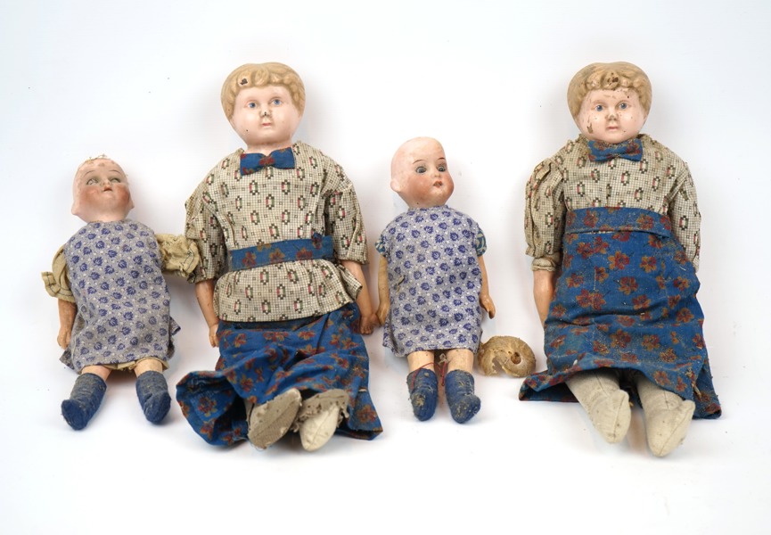 Dockor, 4 st, cellulloid.