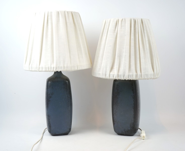Bordslampor, ett par, keramik, Knabstrup, Danmark.