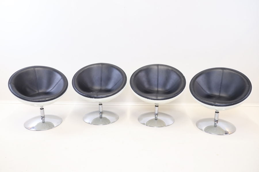 Snurrfåtöljer, 4 st, plast/konstskinn/metall, 2000-tal.