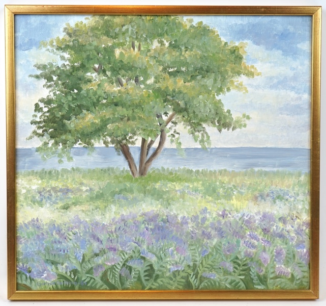 Gertrud Carlsson, olja på pannå, signerad, 1981.