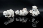 Merete Agergaard. figuriner, 3 st, porslin, isbjörnar, Royal Copenhagen.