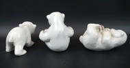 Merete Agergaard. figuriner, 3 st, porslin, isbjörnar, Royal Copenhagen.