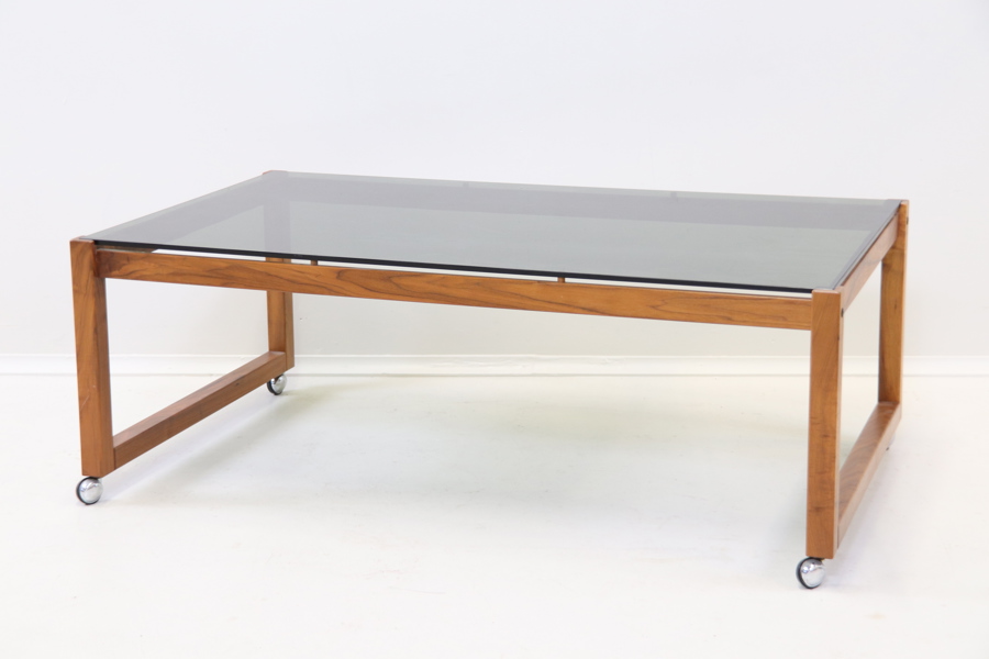 Soffbord på hjul, trä/glas, 1900-tal.