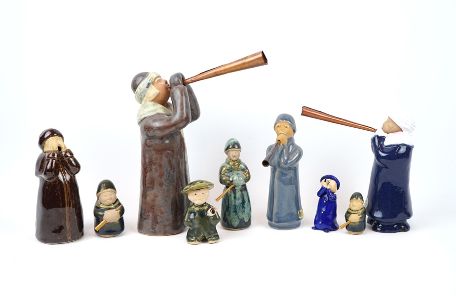 Tornväktare m.m, 9 st, keramik, Ystad.