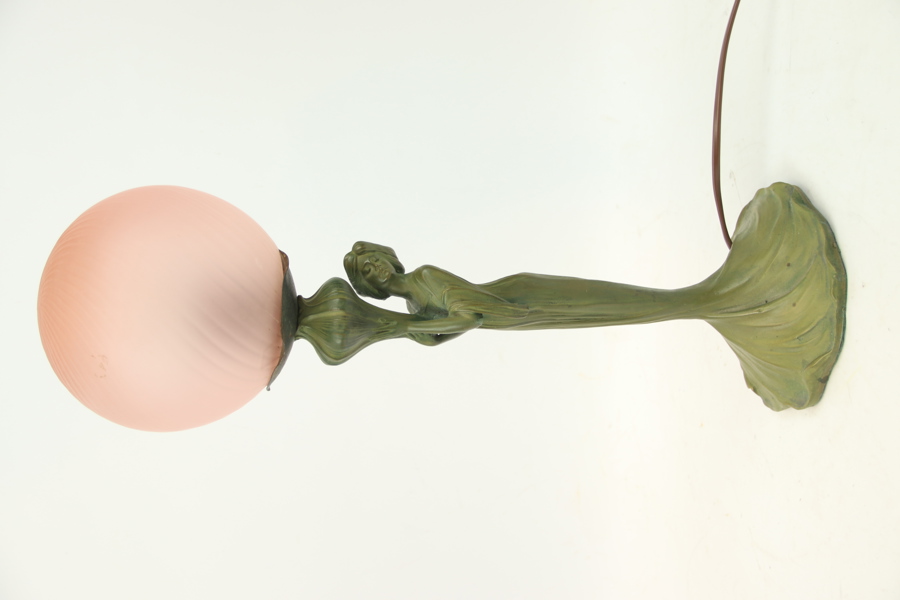 Bordslampa, glas/metall, jugend-stil, 1900/2000-tal.