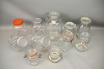 Glasburkar med lock, 11 st, bl.a Fido, Italien.