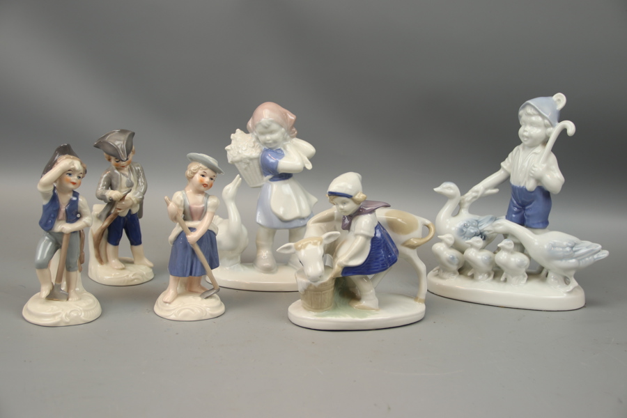 Figuriner, 6 st, porslin, bl.a Goebel.