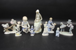 Figuriner, 9 st, porslin, bl.a GDR.