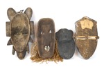 Masker, 4 st, trä, Afrika.