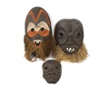 Masker, 3 st, bl.a dödsmask, brons, Kongo.