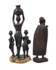 Skulpturer, 2 st, trä, östra Afrika, en signerad NR.