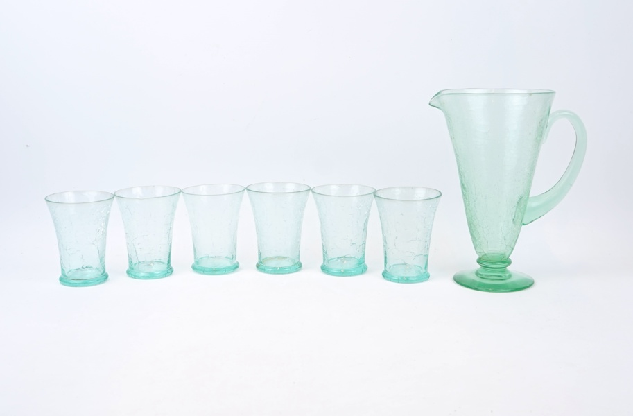 Saftservis, 7 delar, glas, Trelleborgs glasbruk.