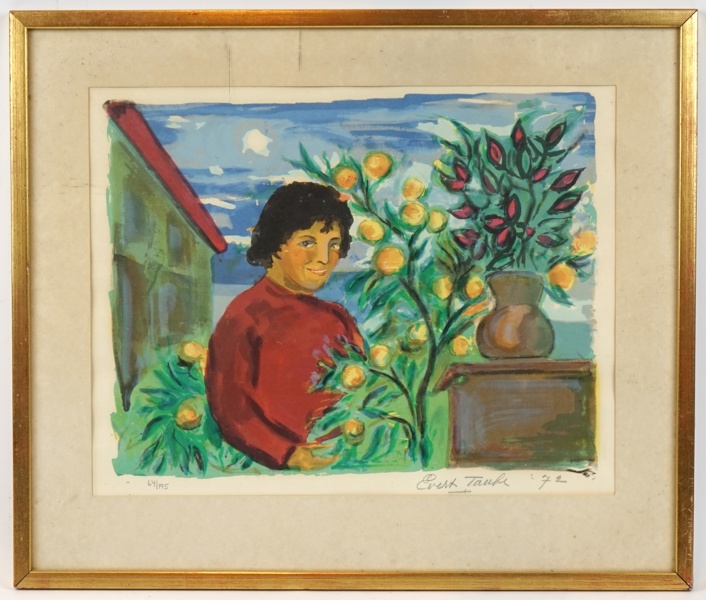 Evert Taube, litografi nr 64/195, signerad, 1972.