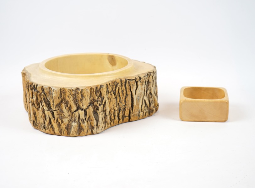 Skålar, 2 st, pil/kastanj, Söwe-Konst, Sövestad.