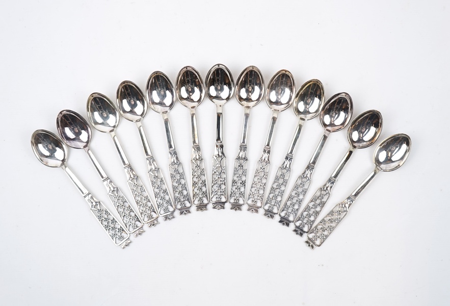 Kaffeskedar, 13 st, silver, ''Princess''.