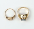 Ringar, 2 st, akvamariner/guld 18k.