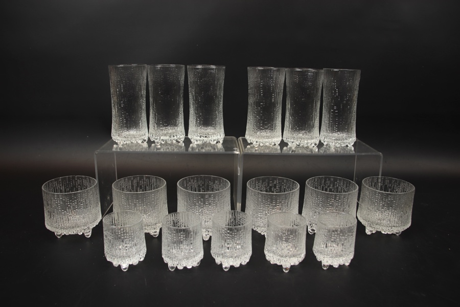 Tapio Wirkkala, glasservisdelar, 17 st, "Ultima Thule", Iittala, Finland.