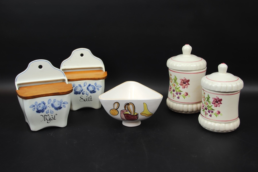 Diverse föremål, 5 delar, flintgods, bl. a Gefle.