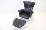 Snurrfåtölj, ställbar, med fotpall, konstskinn/metall.